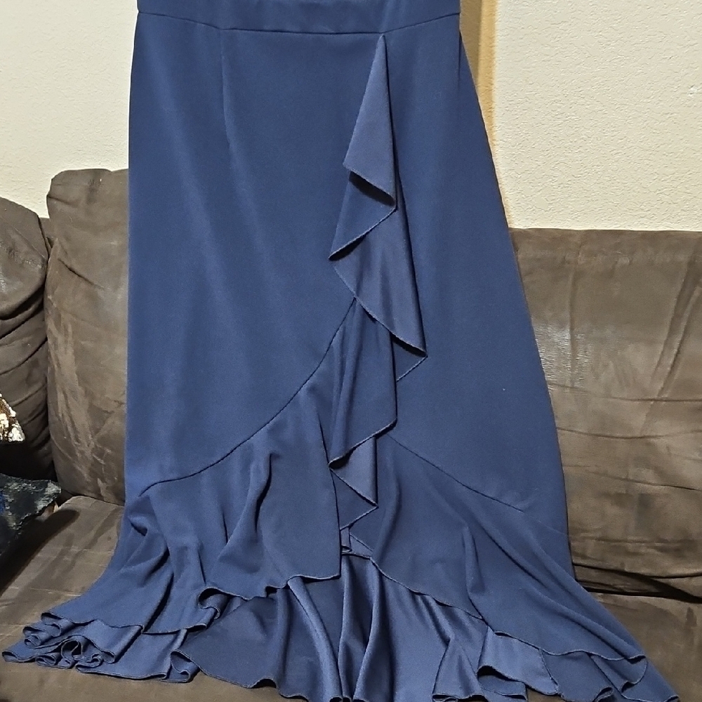 Musol Deep Blue Ruffle Maxi Dress - Picture 2 of 7